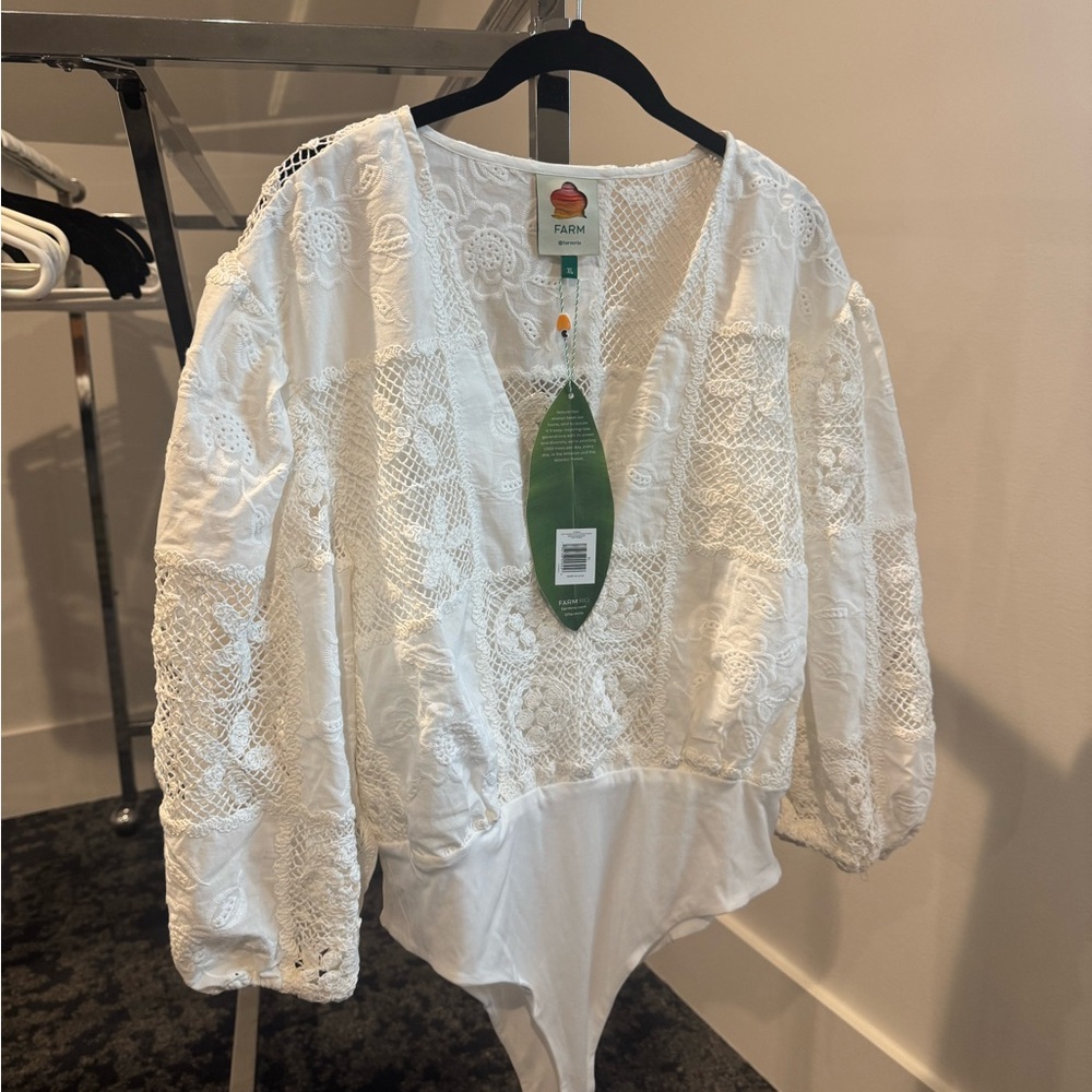FARM Rio White Lace Bodysuit